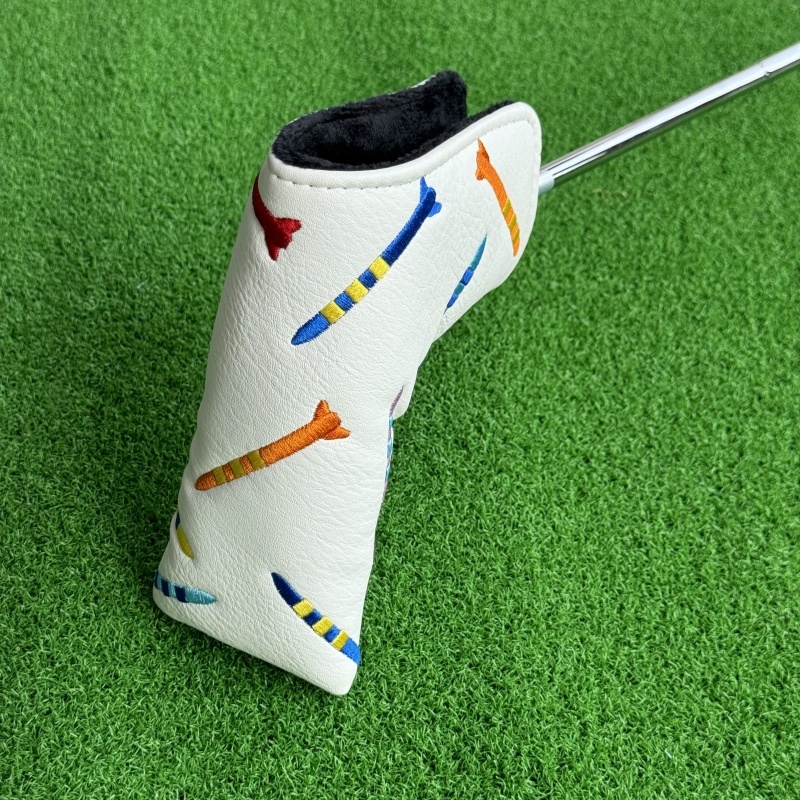 Golf Tees - ฝาครอบหัวไม้กอล์ฟ ลายเส้นทีพาร์ท ฝาครอบหัวไม้ไดรเวอร์ ฝาครอบหัวพัตเตอร์แบบใบมีด ฝาครอบหัวไม้ไฮบริด UT