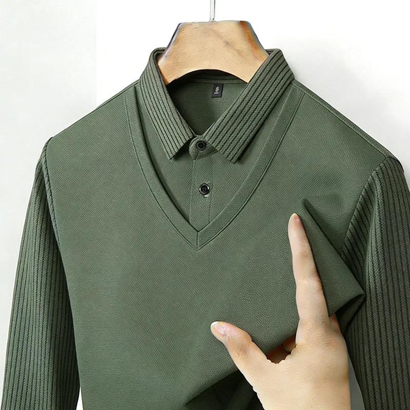 เสื้อเชิ้ตผู้ชายคอวีแขนยาวลายท - Golf Tees บทวิจารณ์และราคา
